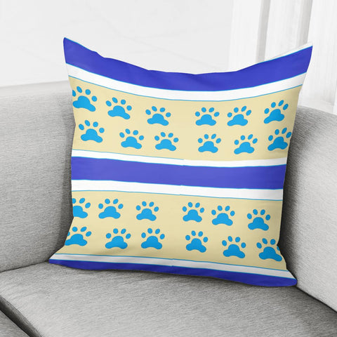 Image of Blue Dog Paw Stripes Pillow Cover