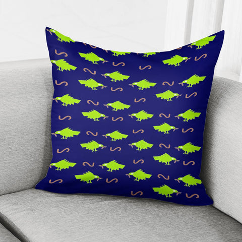 Image of Green Birds And Worms Pillow Cover