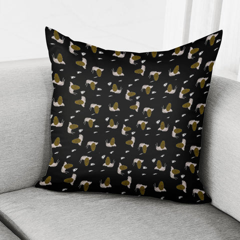 Image of Snails On Black Pillow Cover