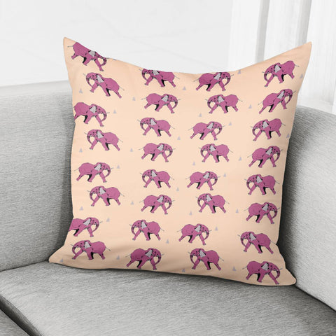 Image of Walking Pink Elephants Pillow Cover