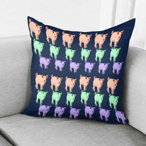 Image of Colorful Little Pigs Pillow Cover