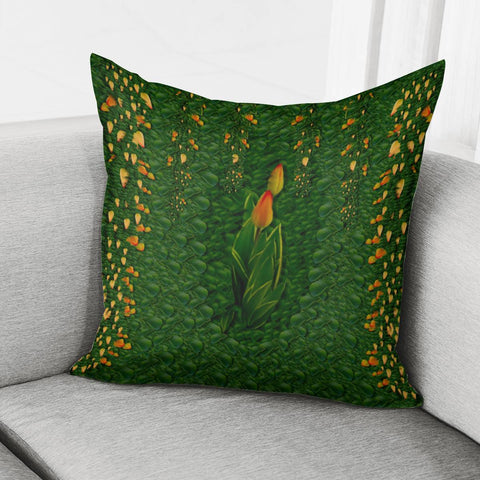 Image of Sakura Tulips Giving Fruit In The Festive Temple Forest Pillow Cover