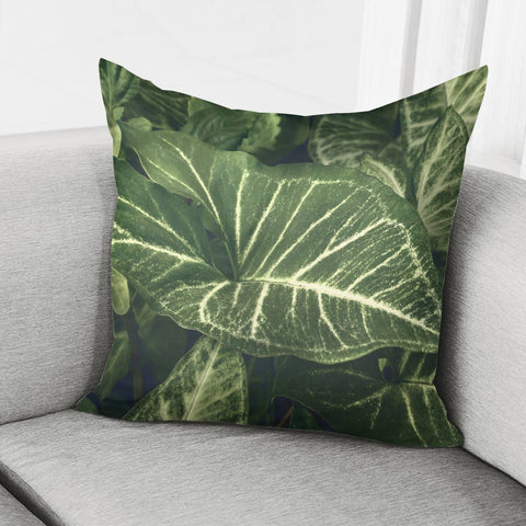 Image of Dark Green Botanic Motif Photo Pillow Cover