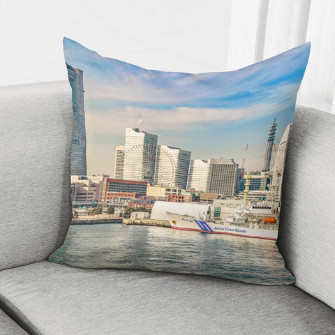 Image of Yokohama Coast Cityscape, Japan Pillow Cover