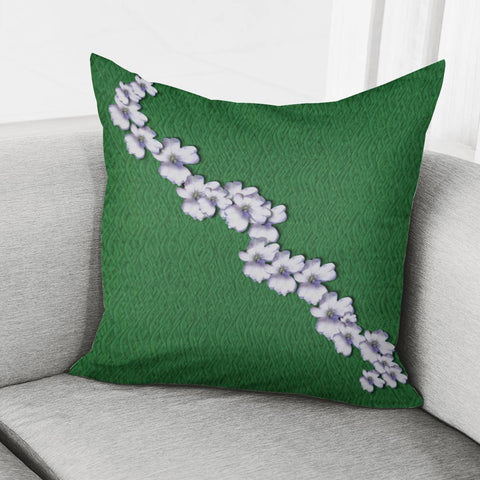 Image of Cherry-Blossoms Branch Decorative On A Field Of Fern Pillow Cover