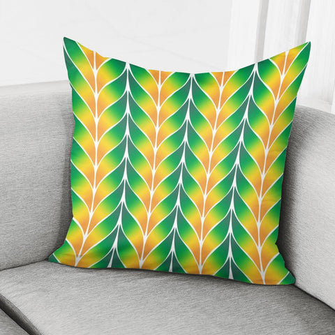 Image of Green Orange Leaf Tile Pattern Pillow Cover