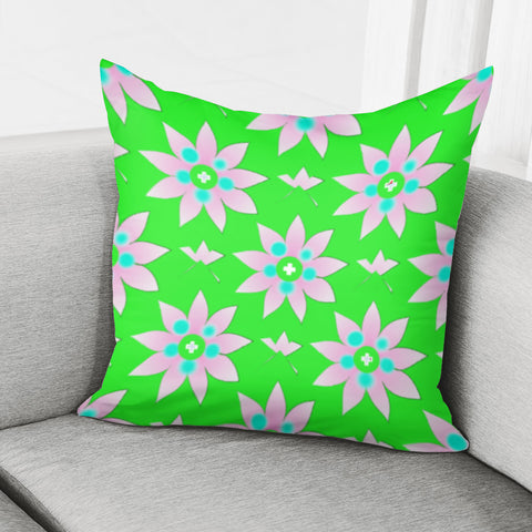 Image of Flowers On Green Pillow Cover