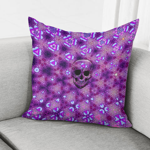 Image of Psychedelic Pink Art Skull Pillow Cover