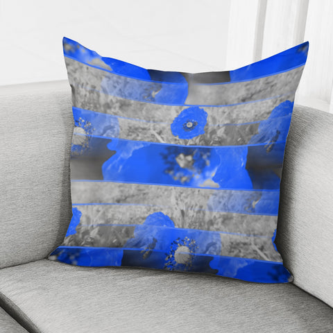 Image of Photo Collage Coquelicots Bleu Pillow Cover