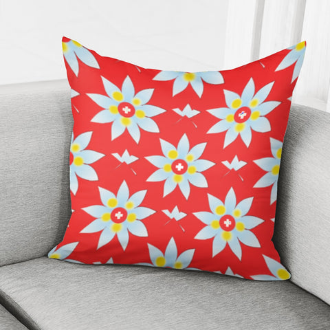 Image of Flowers On Red Pillow Cover
