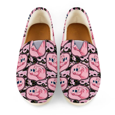Image of Pink Pig Wearing Glasses Women Casual Shoes