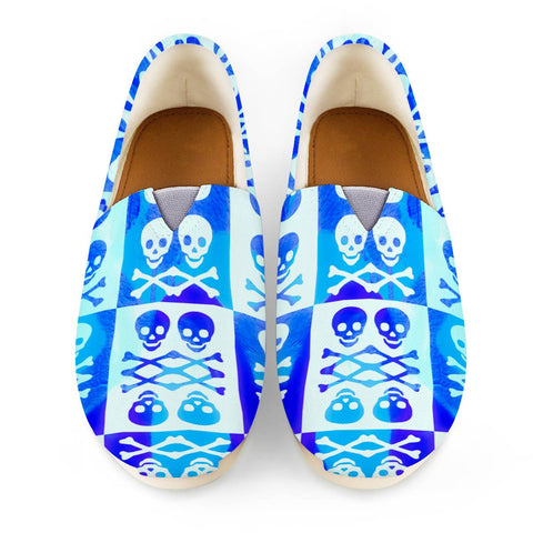 Image of Blue White Skull Crossbones Women Casual Shoes