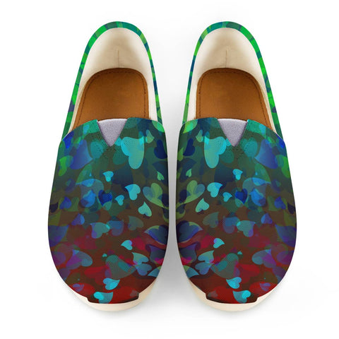 Image of Hearts Colors On Red Green Women Casual Shoes