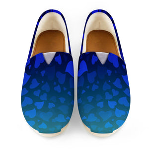 Hearts On Blue Green Background Women Casual Shoes
