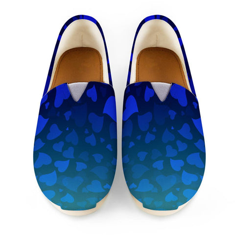 Image of Hearts On Blue Green Background Women Casual Shoes