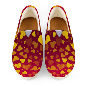 Yellow Hearts On Red Women Casual Shoes
