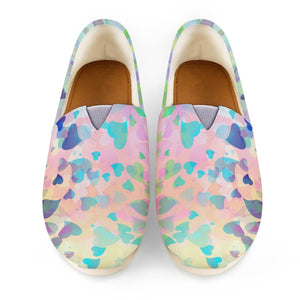 Hearts Colors On Pink Blue Women Casual Shoes