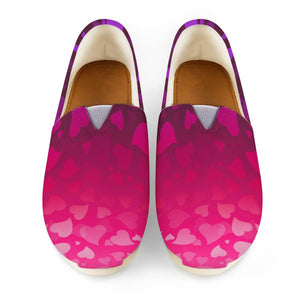 Purple Pink Hearts Women Casual Shoes