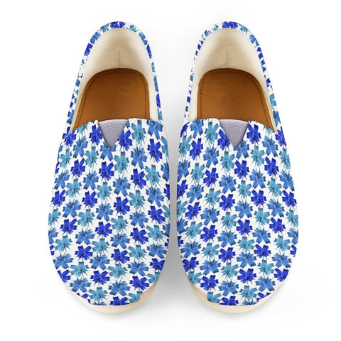 Image of Lily Flowers Pattern Blue Women Casual Shoes