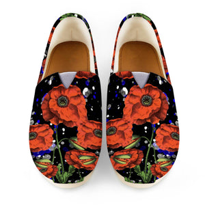 Watercolor Poppies Women Casual Shoes