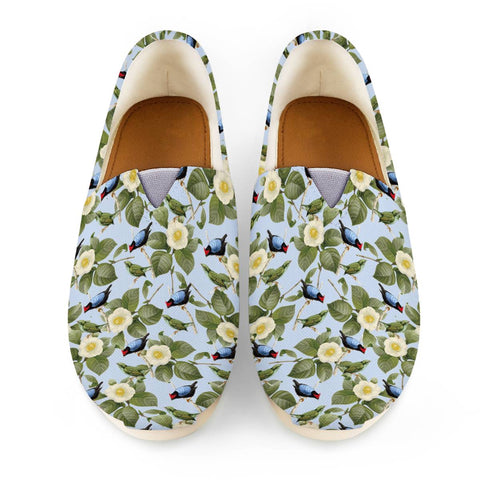 Image of White Camellia And Birds Women Casual Shoes