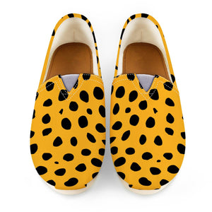 Cheetah Spots Print Black Orange Women Casual Shoes