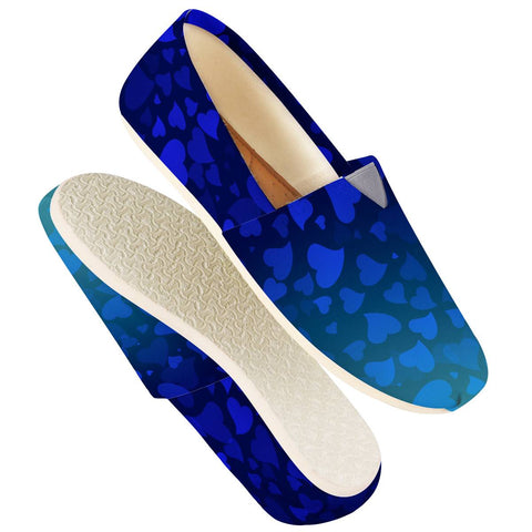 Image of Hearts On Blue Green Background Women Casual Shoes