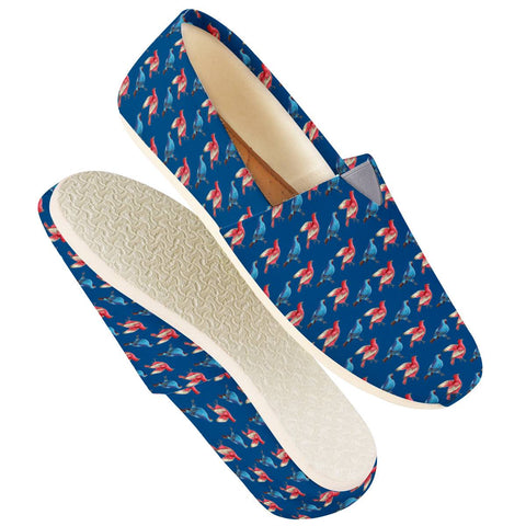 Image of Red And Blue Birds Women Casual Shoes