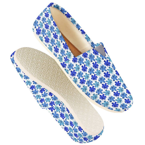 Image of Lily Flowers Pattern Blue Women Casual Shoes