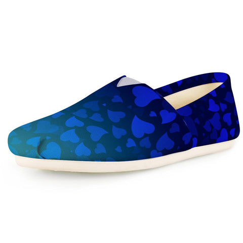 Image of Hearts On Blue Green Background Women Casual Shoes