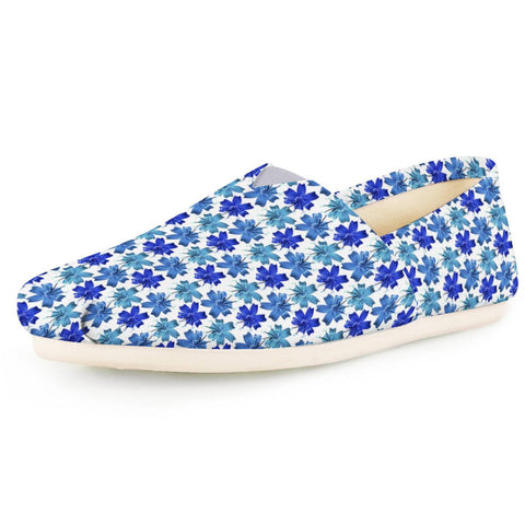 Image of Lily Flowers Pattern Blue Women Casual Shoes