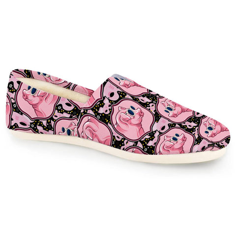 Image of Pink Pig Wearing Glasses Women Casual Shoes