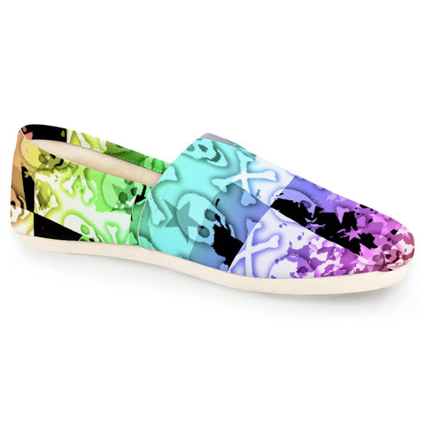 Image of Rainbow Checker Skull Splatter Women Casual Shoes
