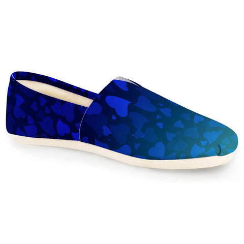 Image of Hearts On Blue Green Background Women Casual Shoes