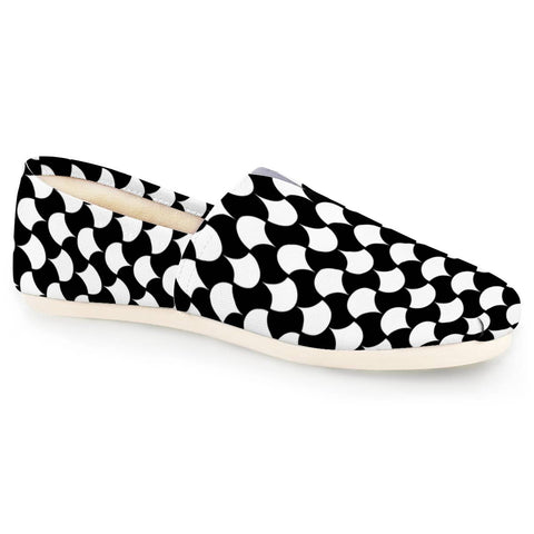 Image of Black White Petals Pattern Women Casual Shoes
