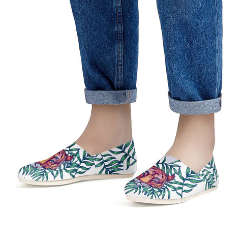 Image of Tiger & Tropical Plants Women Casual Shoes