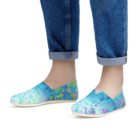 Image of Hearts Colors On Blue Women Casual Shoes