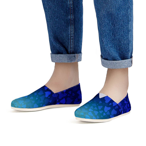 Image of Hearts On Blue Green Background Women Casual Shoes