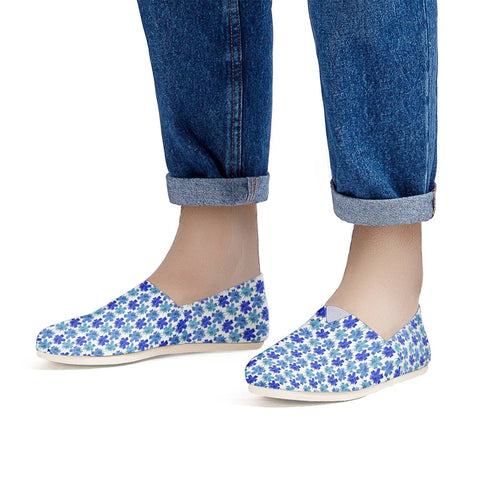 Image of Lily Flowers Pattern Blue Women Casual Shoes