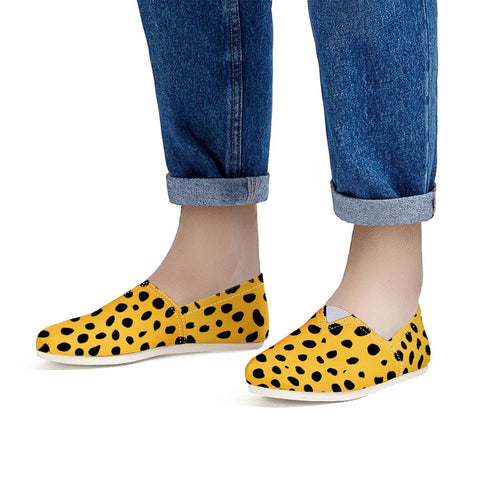 Image of Cheetah Spots Print Black Orange Women Casual Shoes