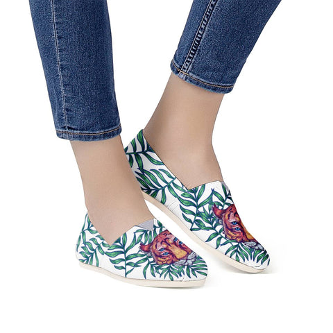 Image of Tiger & Tropical Plants Women Casual Shoes