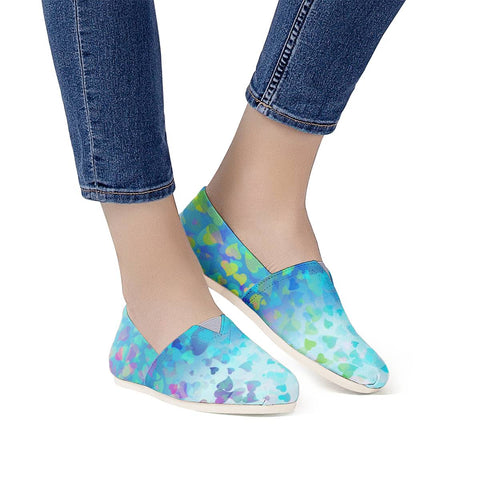 Image of Hearts Colors On Blue Women Casual Shoes