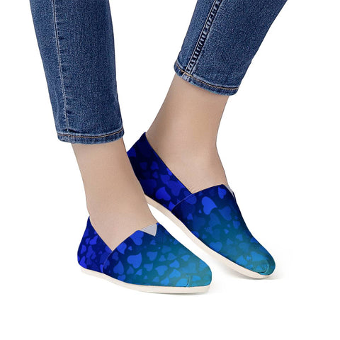 Image of Hearts On Blue Green Background Women Casual Shoes