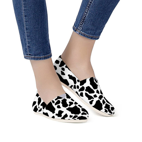 Image of Black And White Cow Skin Women Casual Shoes