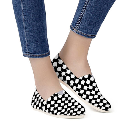 Image of Black White Petals Pattern Women Casual Shoes