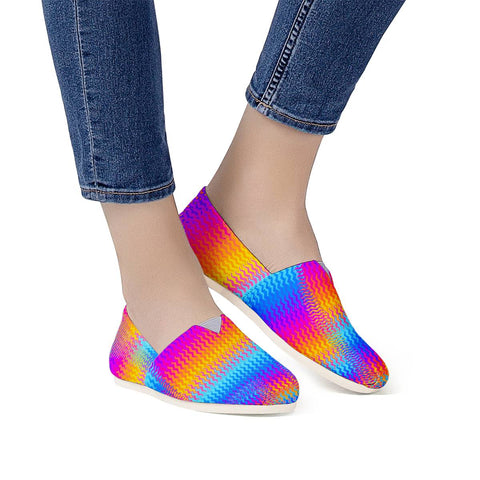 Image of Psychedelic Rainbow Heat Waves Women Casual Shoes
