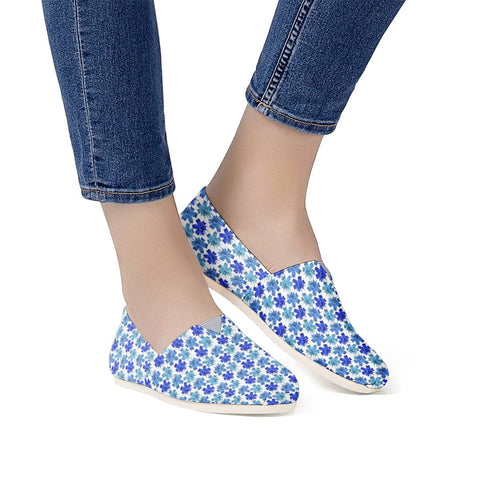 Image of Lily Flowers Pattern Blue Women Casual Shoes