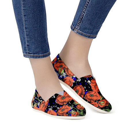 Image of Watercolor Poppies Women Casual Shoes
