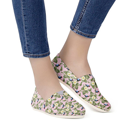 Image of White Camellia And Birds 3 Women Casual Shoes