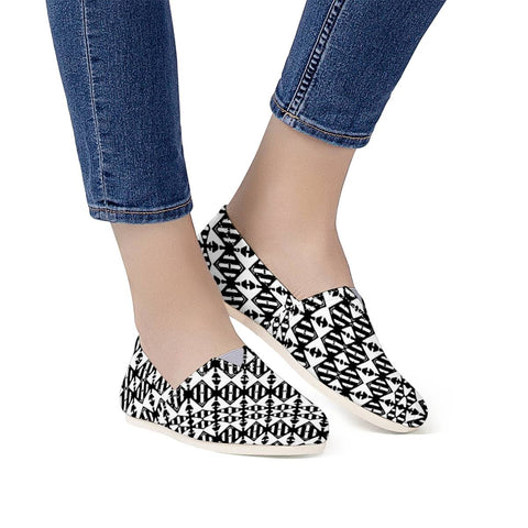 Image of Black And White Tribal Women Casual Shoes